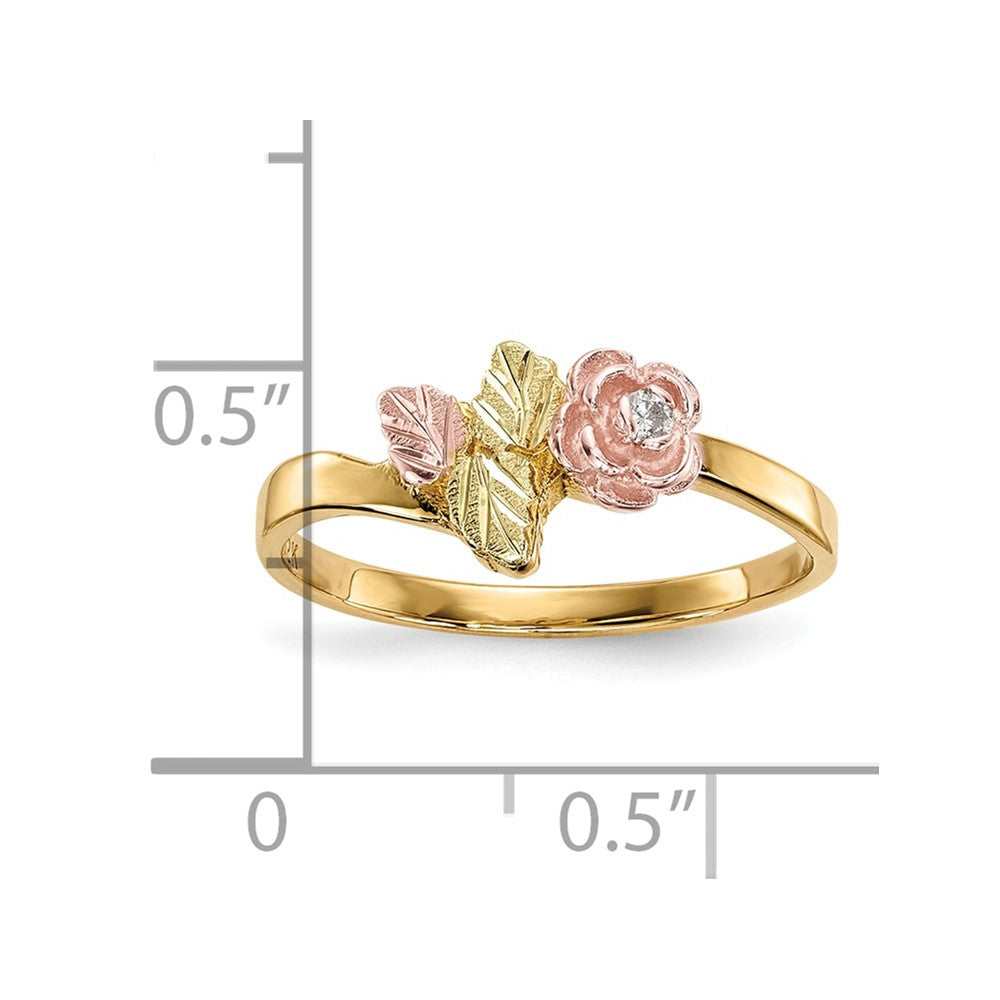 10k Tri Color Tri-Color Black Hills Gold Diamond Rose Ring