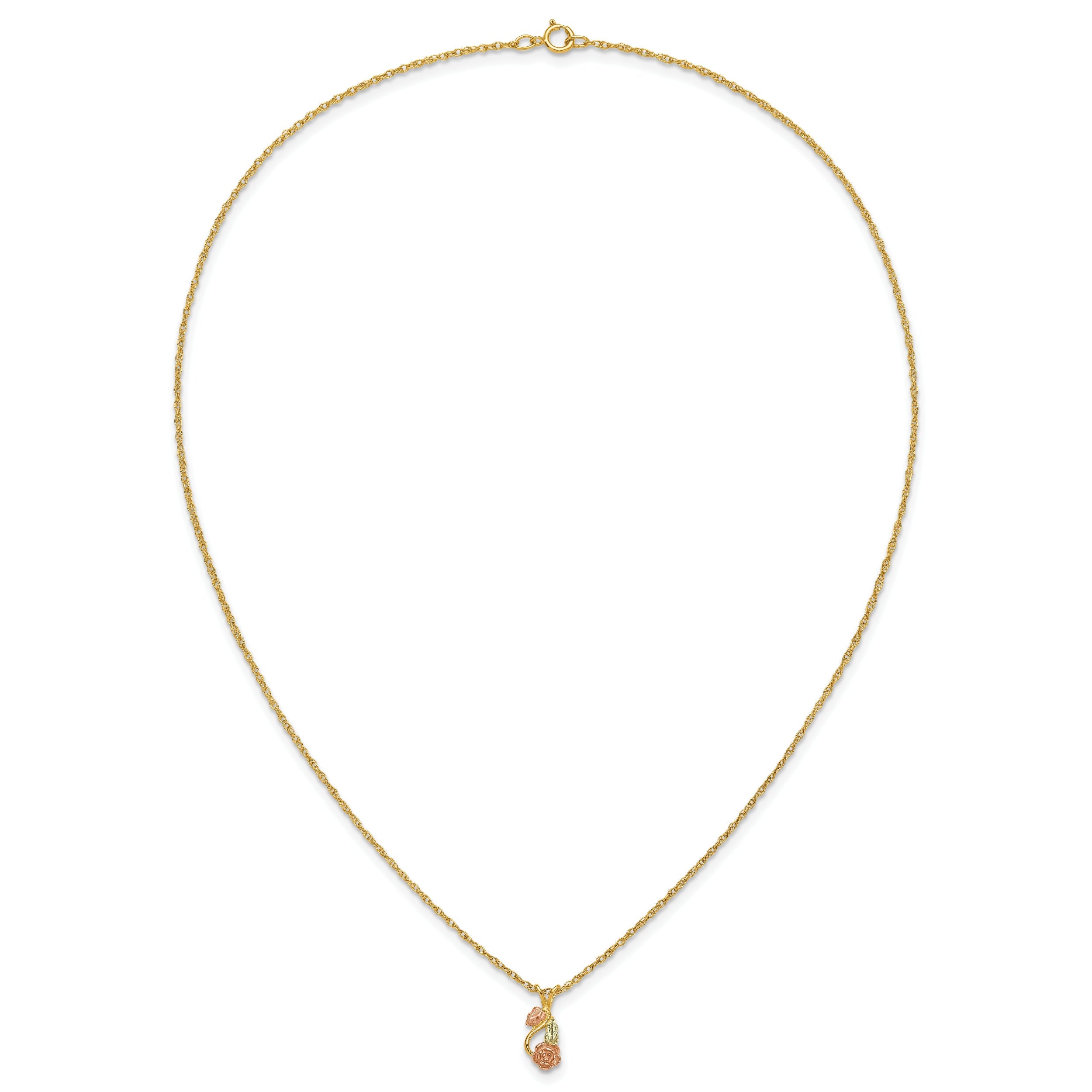 10K Tri Color 10K Tri-Color W/14K Gold-Filled Chain Black Hills Gold Necklace