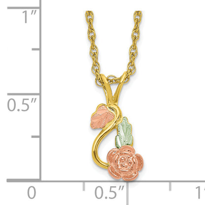 10K Tri Color 10K Tri-Color W/14K Gold-Filled Chain Black Hills Gold Necklace