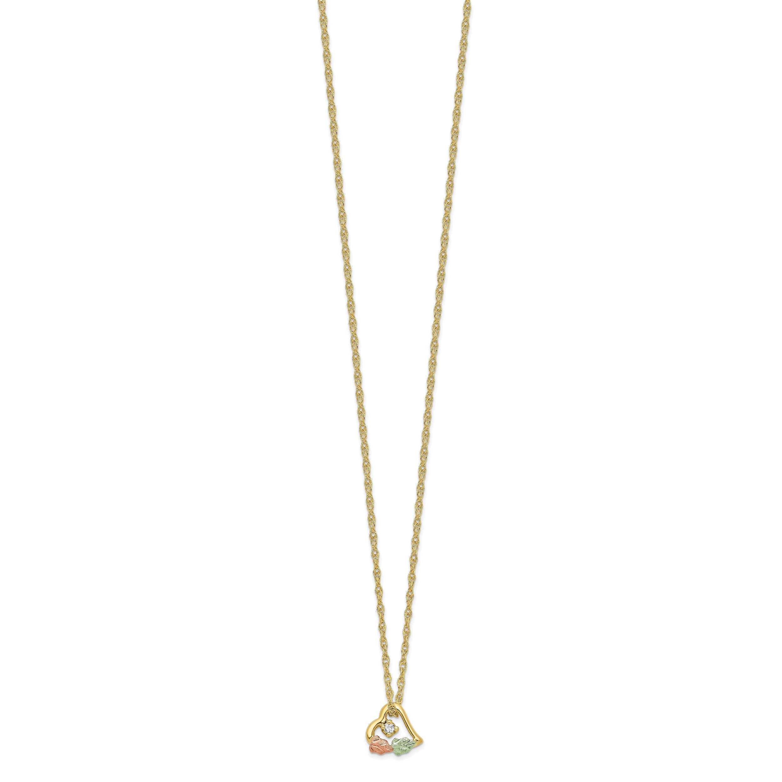 10K Tri Color 10K Tri-Color W/12K Accents Diamond Black Hills Gold Necklace