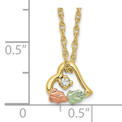 10K Tri Color 10K Tri-Color W/12K Accents Diamond Black Hills Gold Necklace