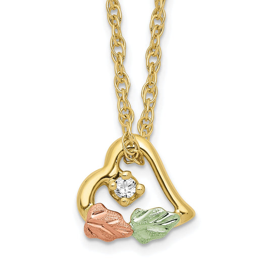 10K Tri Color 10K Tri-Color W/12K Accents Diamond Black Hills Gold Necklace