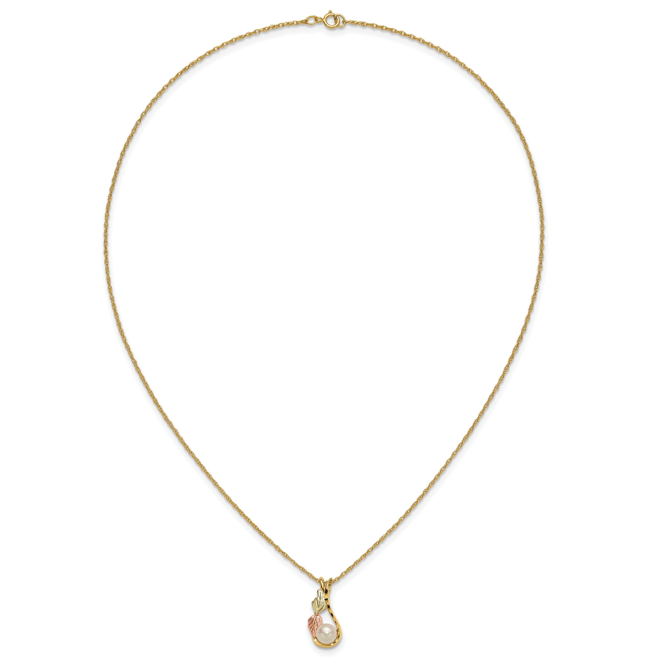10K Tri Color 10K Tri-Color W/12K Accents Fwc Pearl Black Hills Gold Necklace