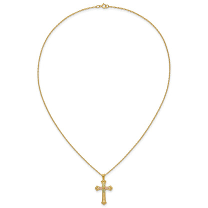 10K Tri Color W/12K Accents Black Hills Gold Cross 18In Necklace