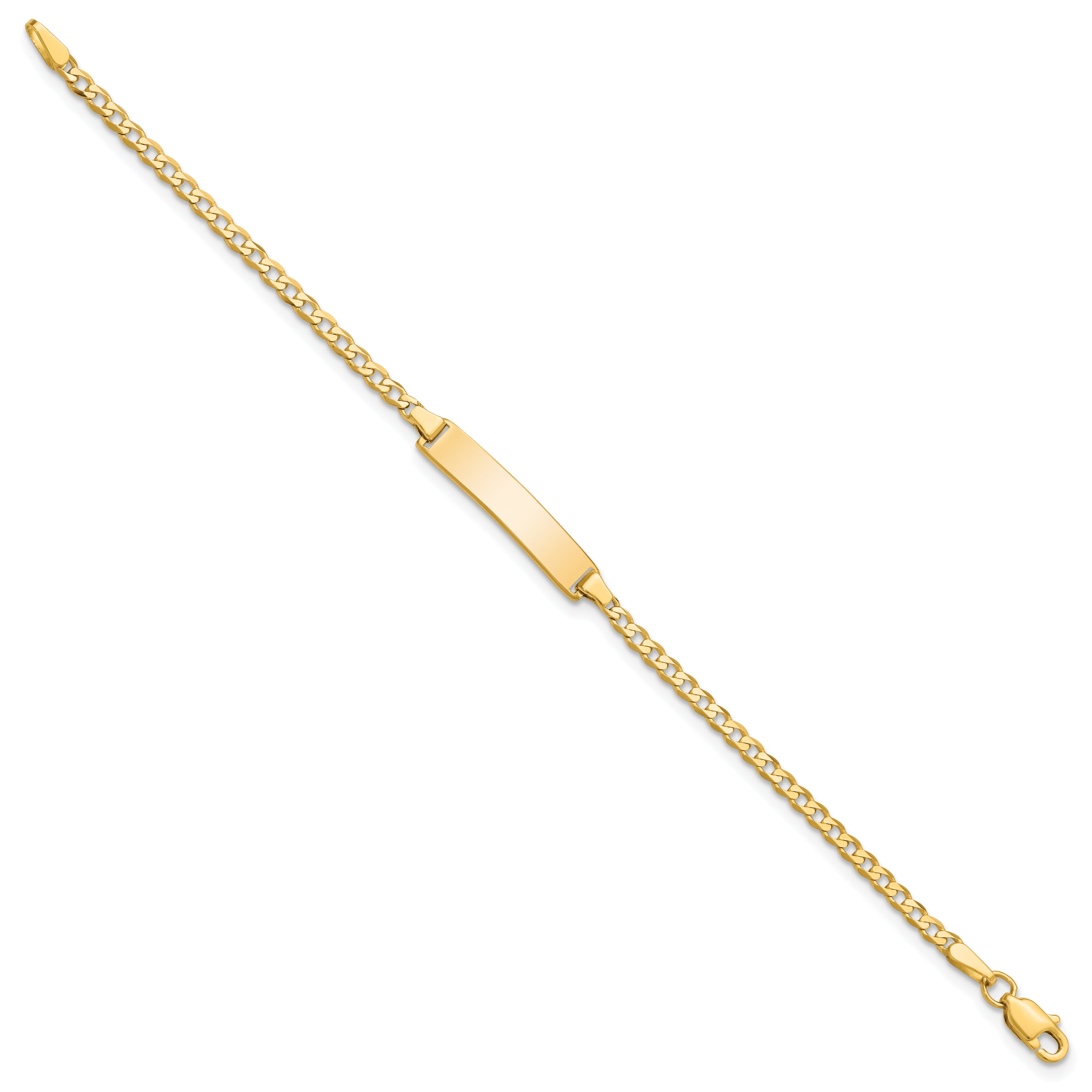 10k Yellow Gold Flat Curb Link ID Bracelet