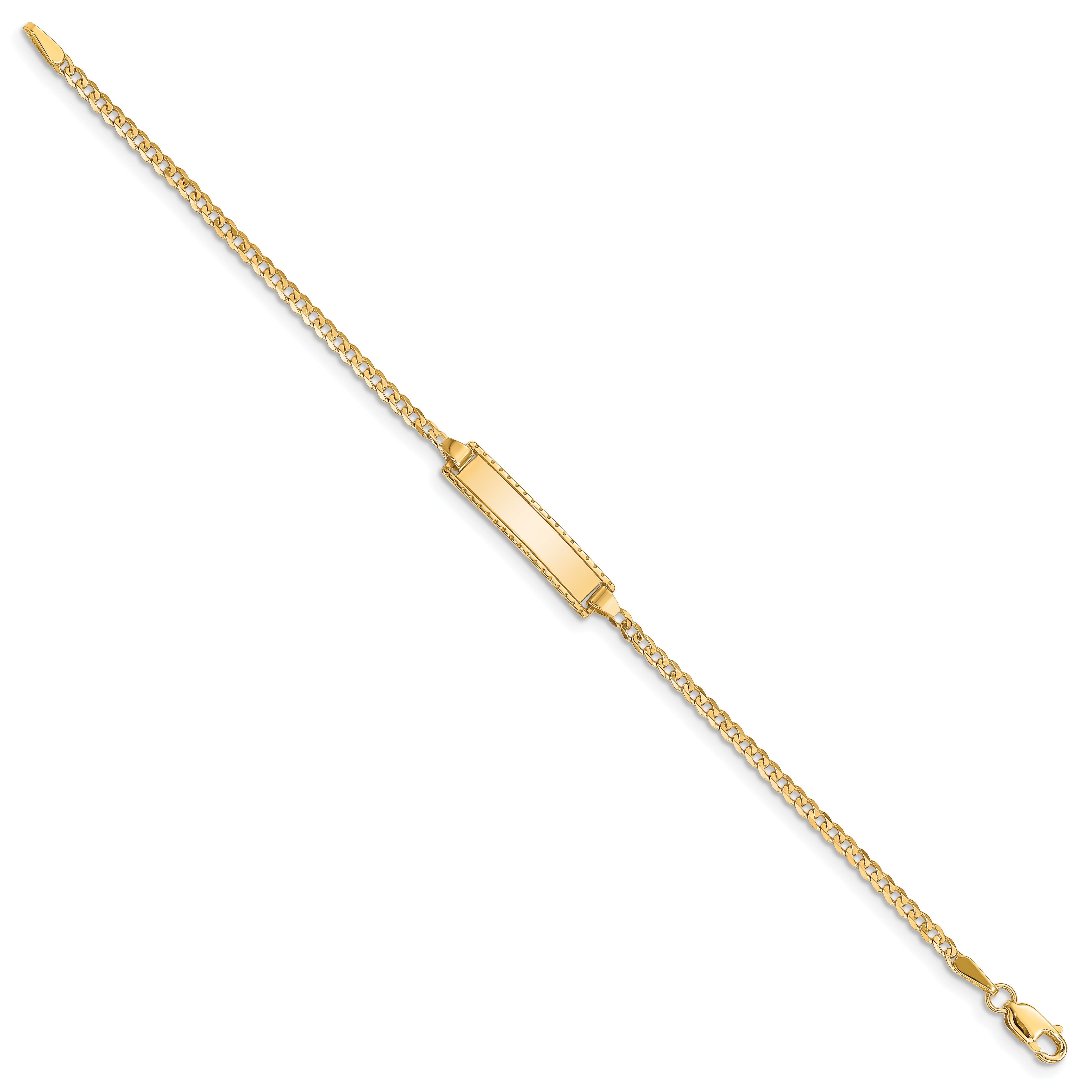 10k Yellow Gold Flat Curb Link ID Bracelet