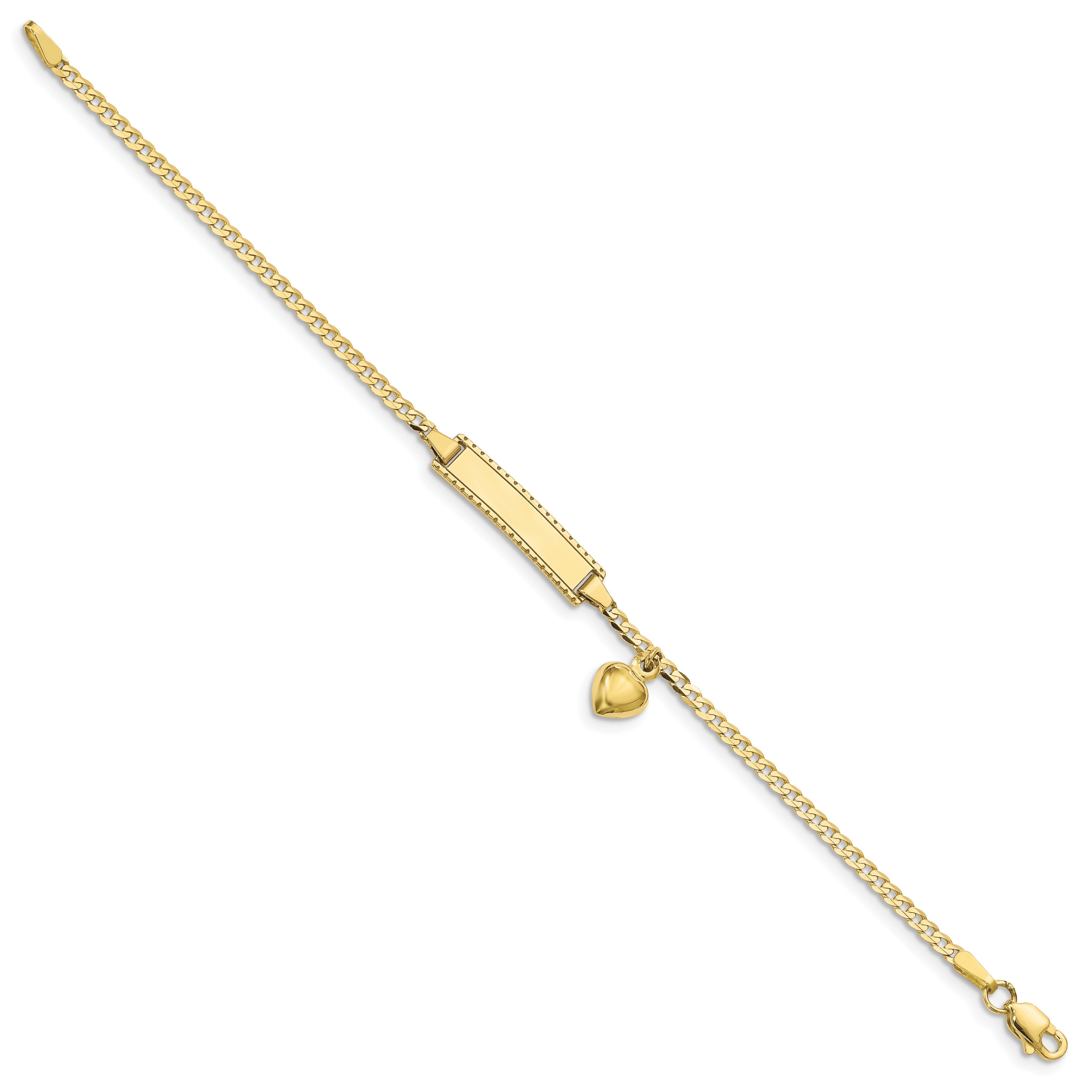 10k Yellow Gold Flat Curb Link ID Bracelet