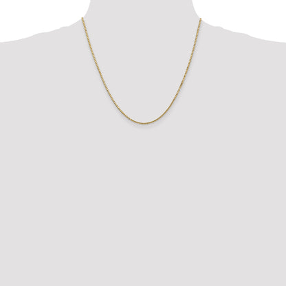 2 Inch 10k Yellow Gold 1.5mm Box Chain Necklace