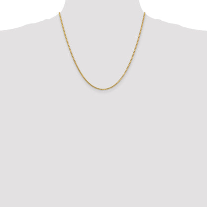 2 Inch 10k Yellow Gold 1.9mm Box Chain Necklace