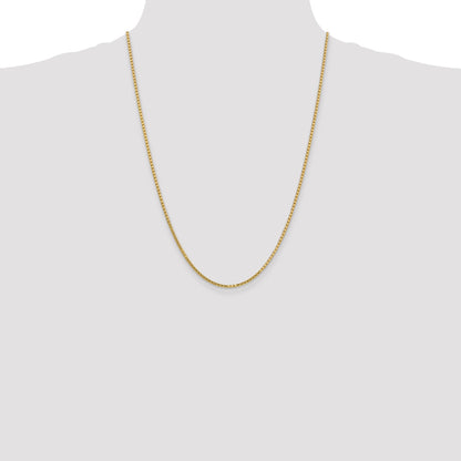 24 Inch 10k Yellow Gold 1.9mm Box Chain Necklace