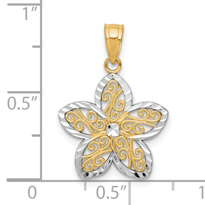 10k Yellow w/Rhodium Filigree Flower Charm