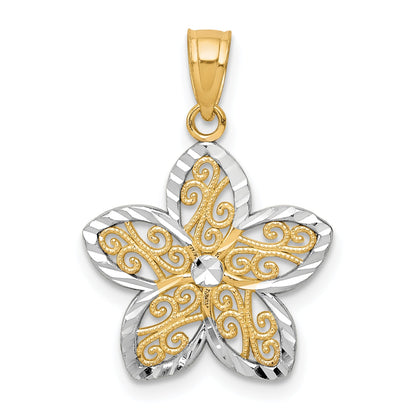 10k Yellow w/Rhodium Filigree Flower Charm