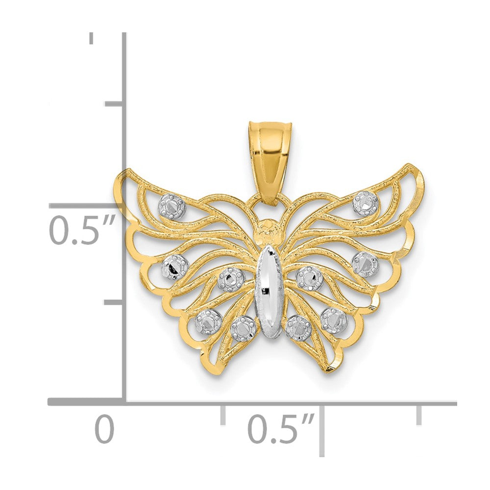10k Yellow w/Rhodium w/ Rhodium Butterfly Pendant