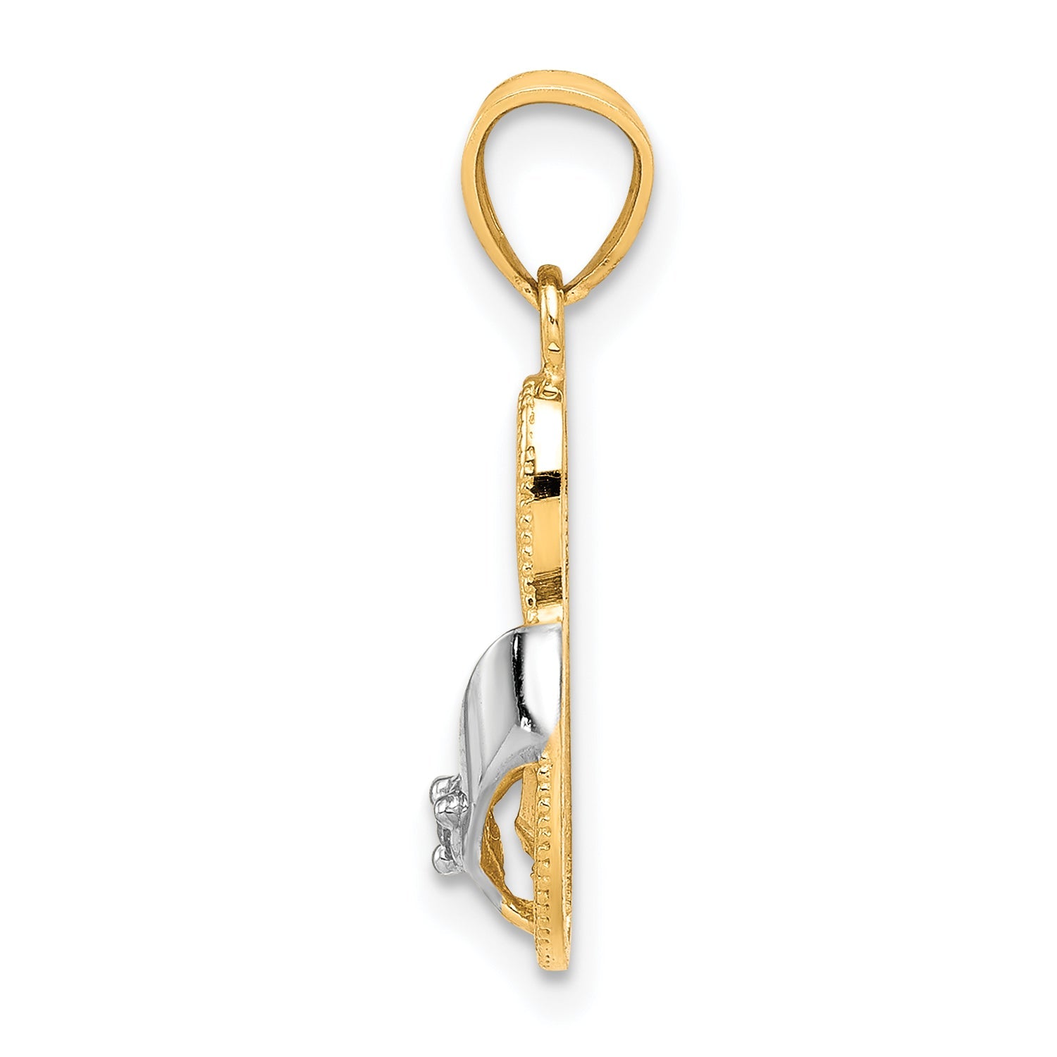 10k Yellow w/Rhodium & Rhodium CZ Flip Flop Charm