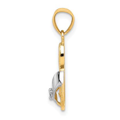 10k Yellow w/Rhodium & Rhodium CZ Flip Flop Charm