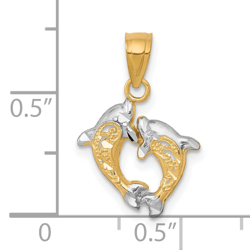 10k Yellow w/Rhodium Small Dolphin Charm