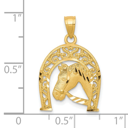 10k Yellow Gold Horseshoe W/Horse Charm