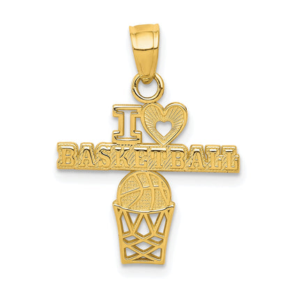 10k Yellow Gold I LOVE BASKETBALL Charm