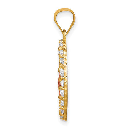 10K Two-tone Gold CZ Cross Pendant