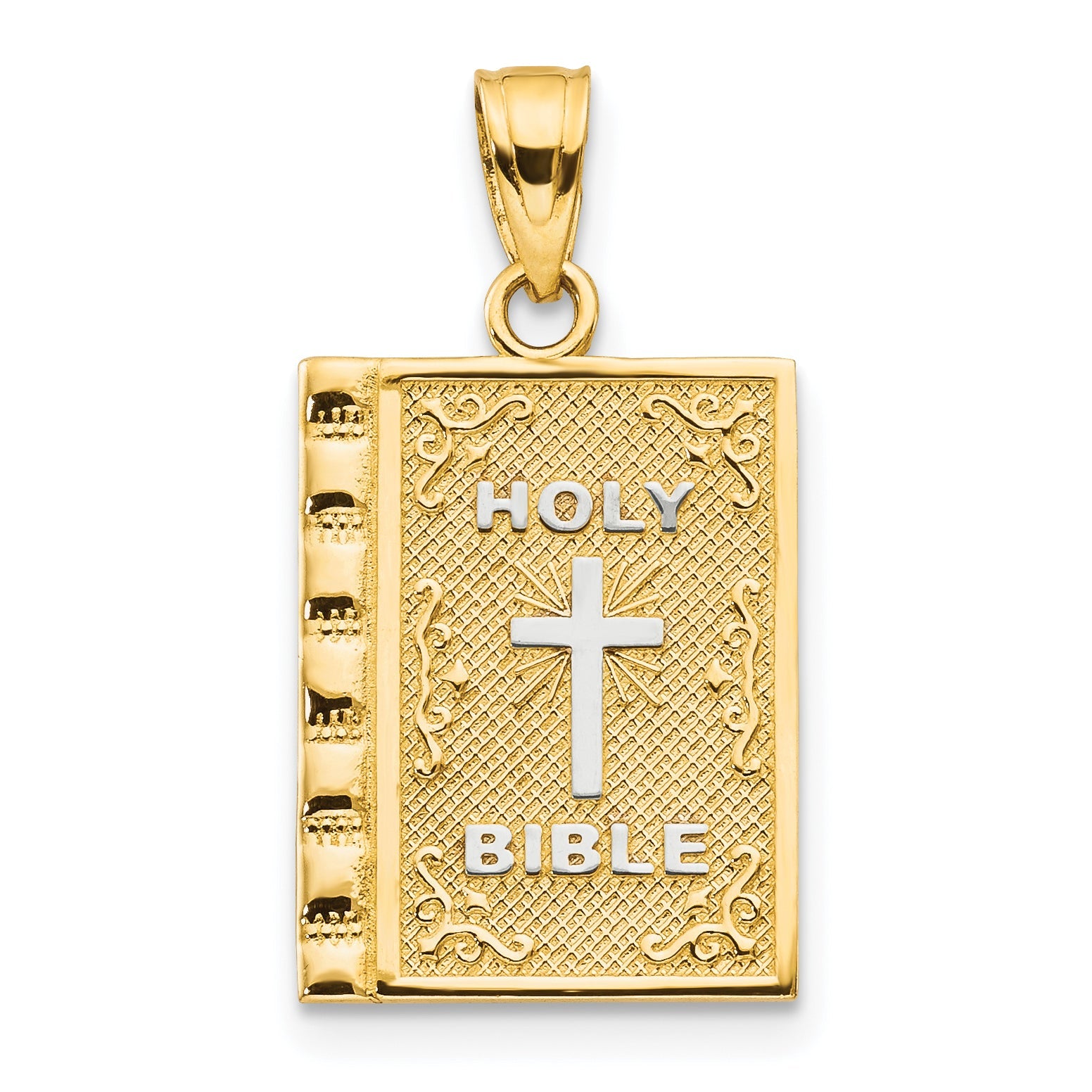 10k Yellow w/Rhodium Holy Bible Charm