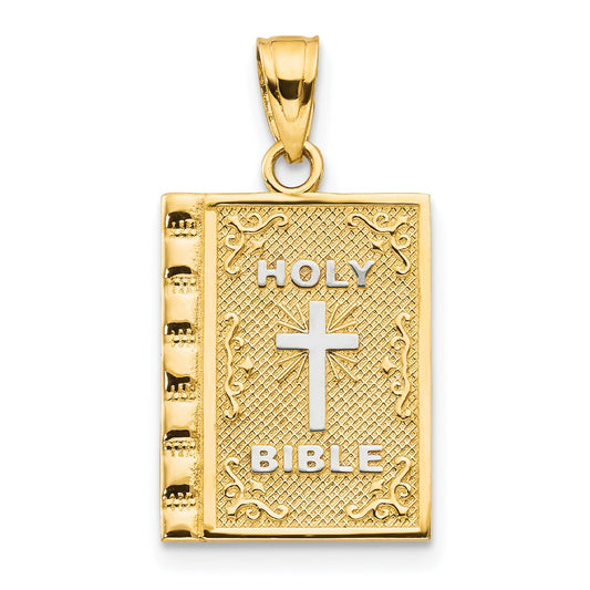 10k Yellow w/Rhodium Holy Bible Charm