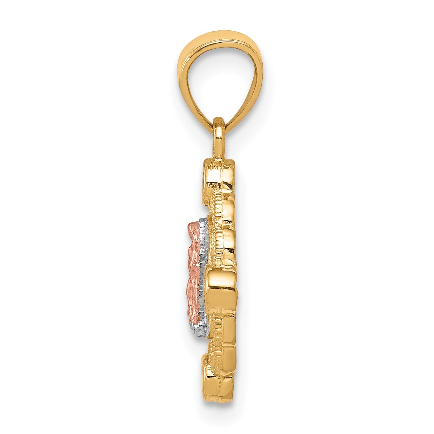 10k Two-tone Small w/ White Rhodium Our Lady of Guadalupe Pendant