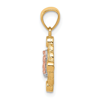 10k Two-tone Small w/ White Rhodium Our Lady of Guadalupe Pendant