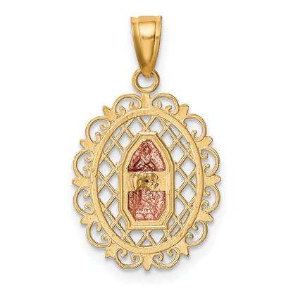 10k Two-tone with White Rhodium Our Lady of Guadalupe Pendant