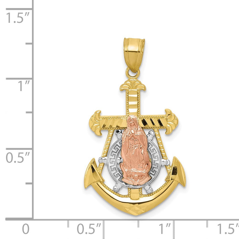 10K Two-tone Gold w/Rhodium Mariner Blessed Mother Pendant