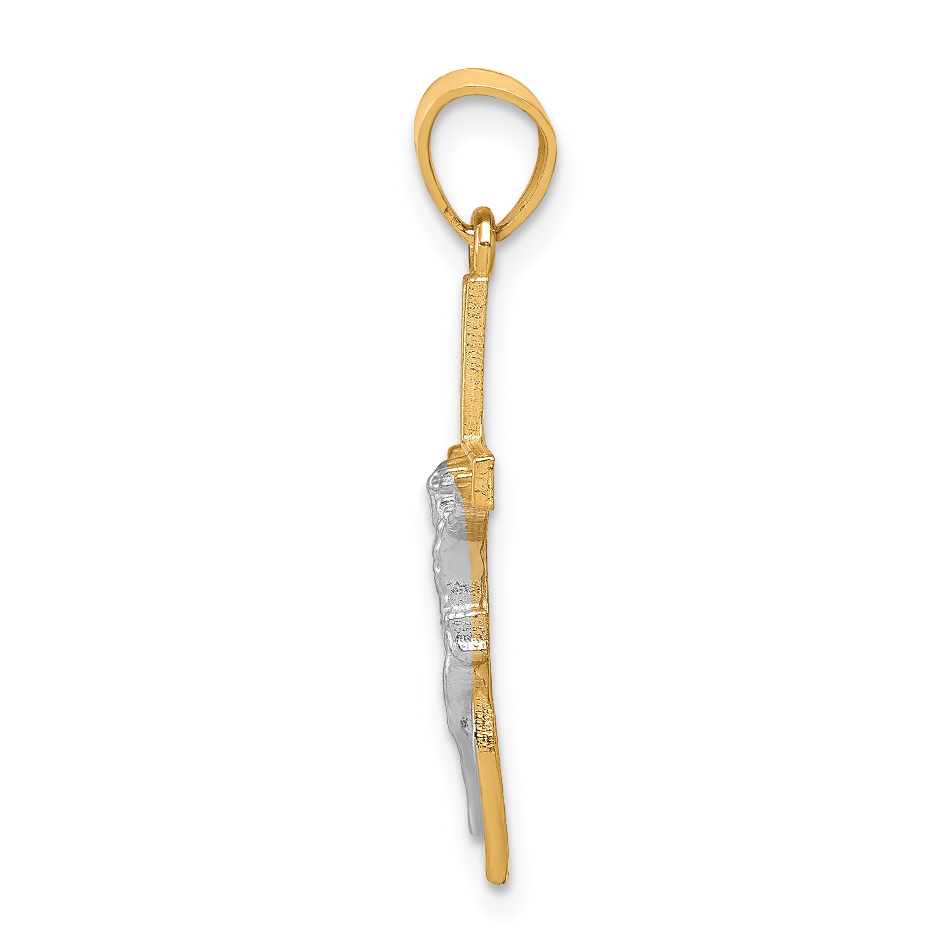 10k Yellow w/Rhodium w/ Rhodium Crucifix Pendant