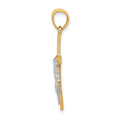 10k Yellow w/Rhodium w/ Rhodium Crucifix Pendant
