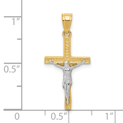 10k Yellow w/Rhodium w/ Rhodium Crucifix Pendant