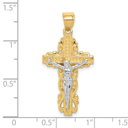 10k Yellow w/Rhodium w/ Rhodium Crucifix Pendant