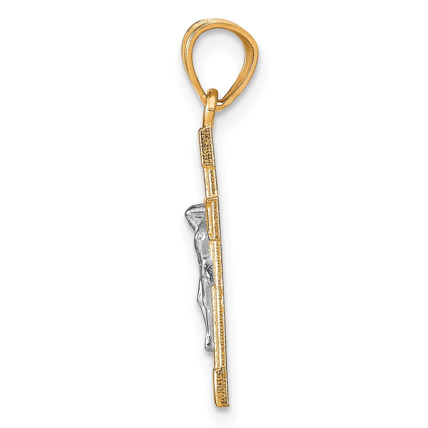10k Yellow w/Rhodium w/ Rhodium Small Crucifix Pendant