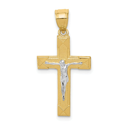 10k Yellow w/Rhodium w/ Rhodium Crucifix Pendant