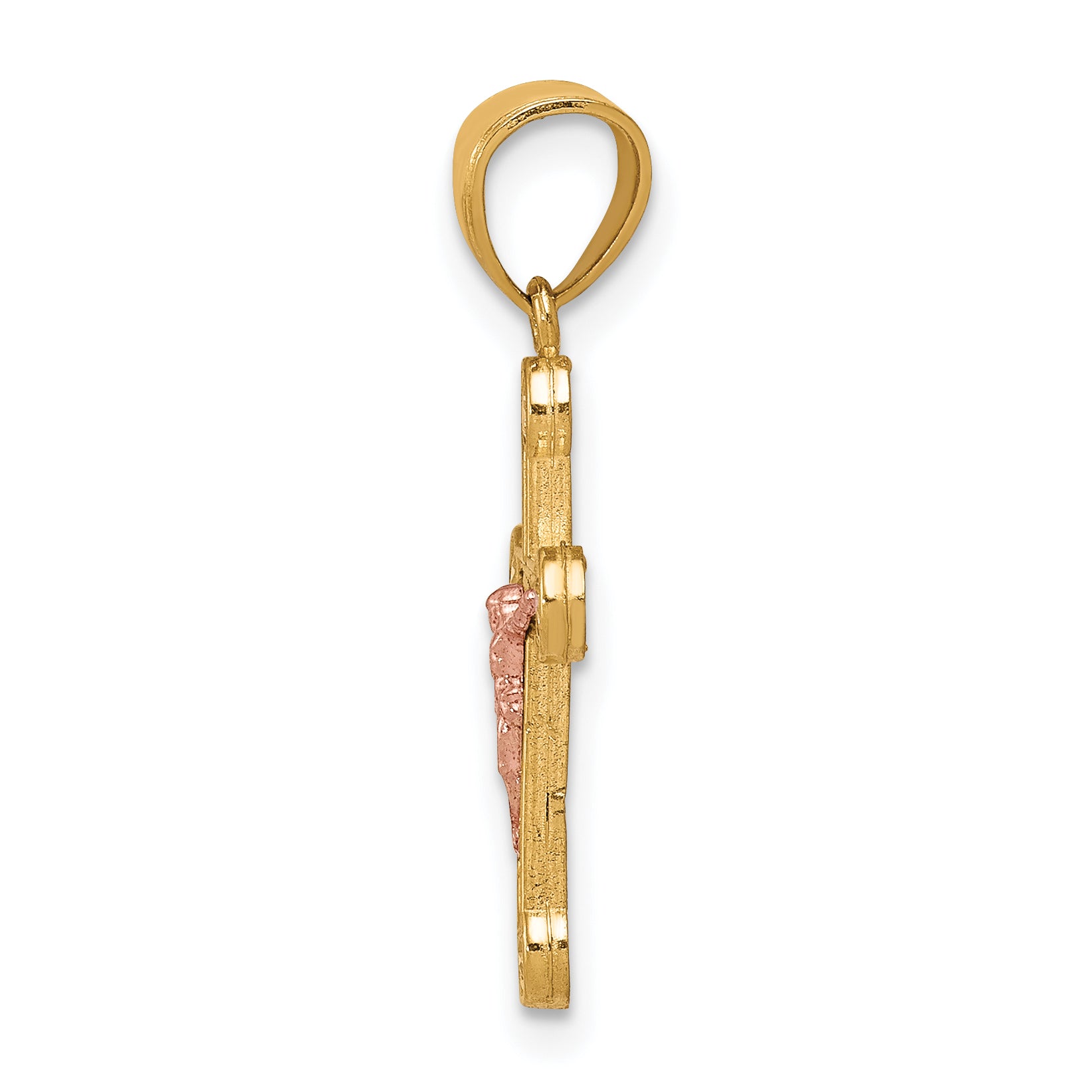10k Two-tone 10k Two-tone Yellow and Rose Gold CZ Crucifix Pendant