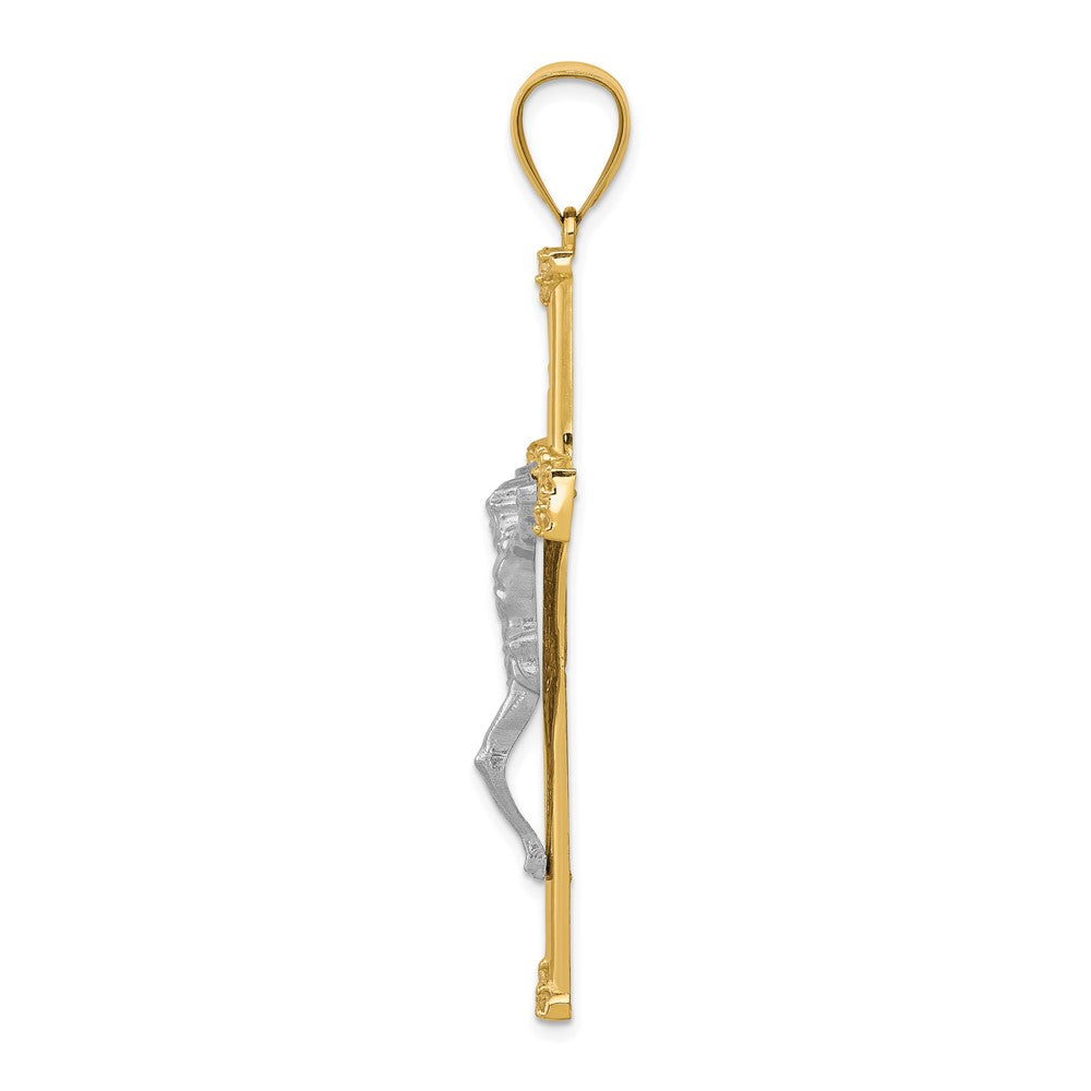 10k Yellow Gold w/Rhodium CZ Crucifix Pendant
