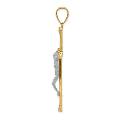 10k Yellow Gold w/Rhodium CZ Crucifix Pendant