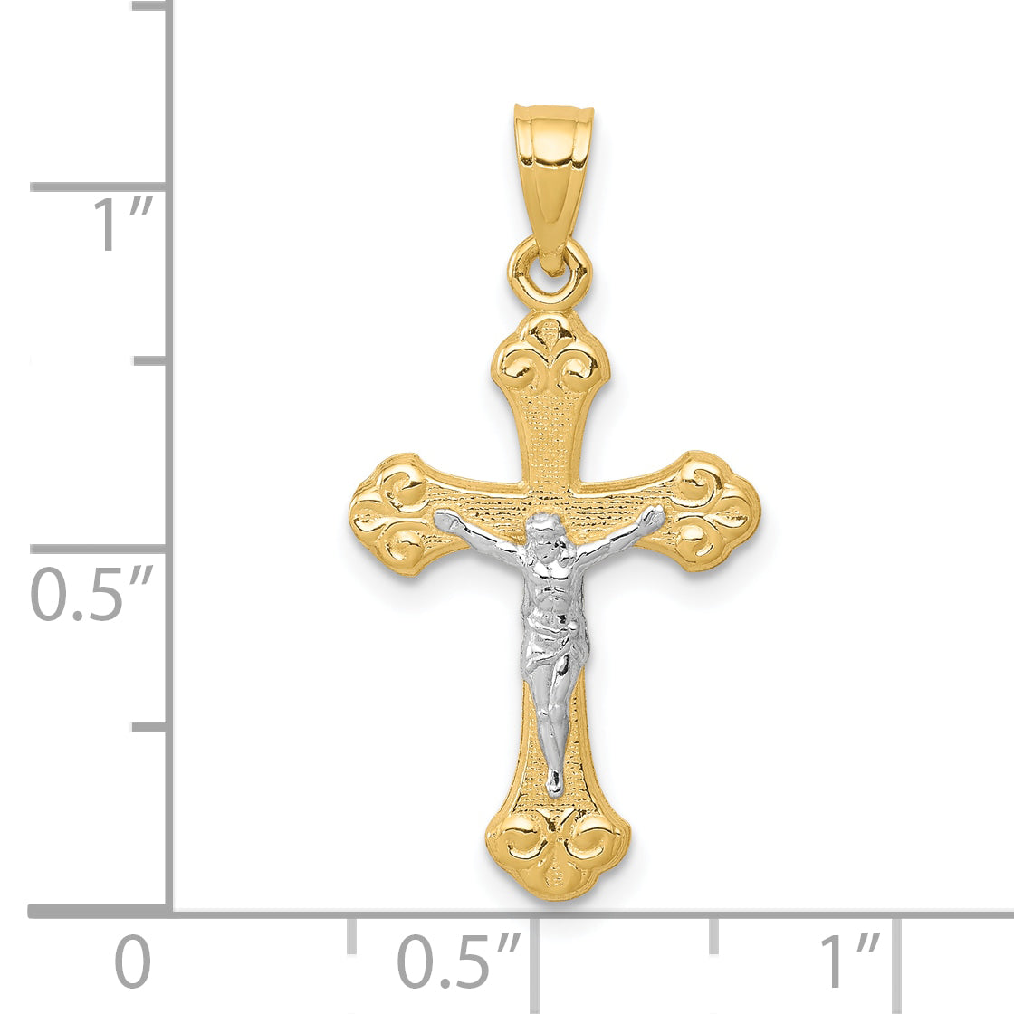 10k Yellow w/Rhodium Crucifix Pendant