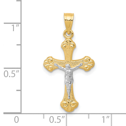 10k Yellow w/Rhodium Crucifix Pendant