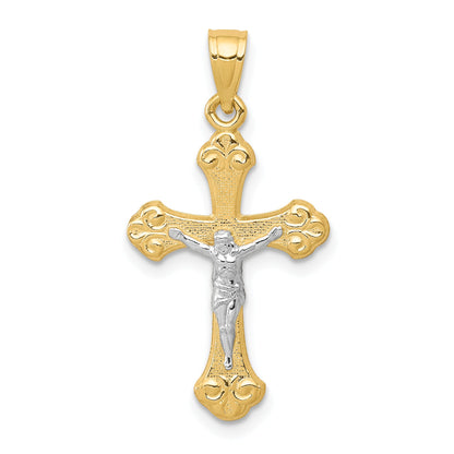 10k Yellow w/Rhodium Crucifix Pendant
