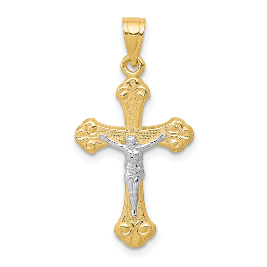 10k Yellow w/Rhodium Crucifix Pendant