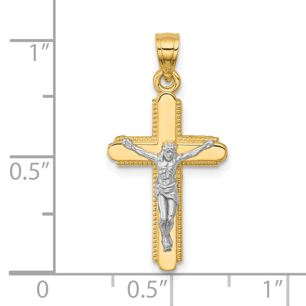 10k Yellow w/Rhodium Crucifix Pendant