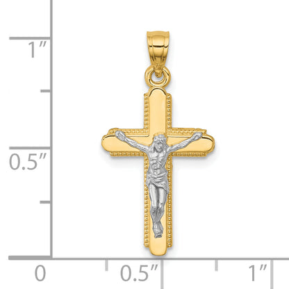 10k Yellow w/Rhodium Crucifix Pendant