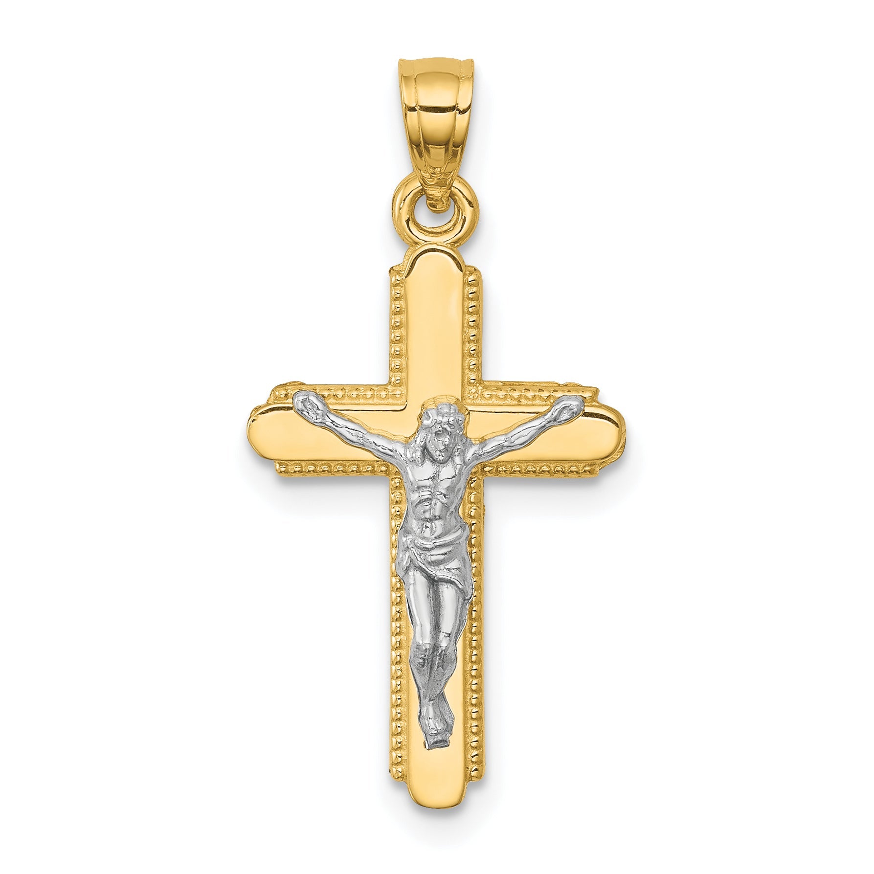 10k Yellow w/Rhodium Crucifix Pendant