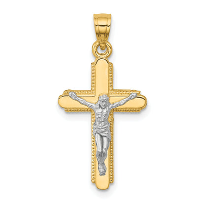 10k Yellow w/Rhodium Crucifix Pendant