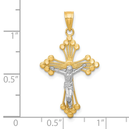10k Yellow w/Rhodium & Rhodium Crucifix Pendant