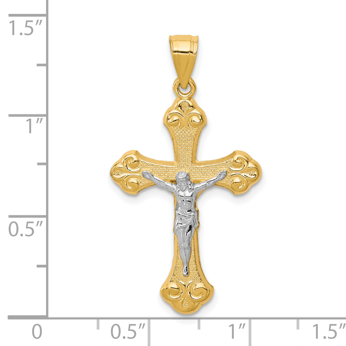 10k Yellow w/Rhodium Crucifix Pendant