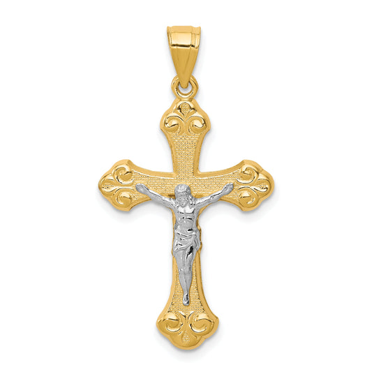 10k Yellow w/Rhodium Crucifix Pendant