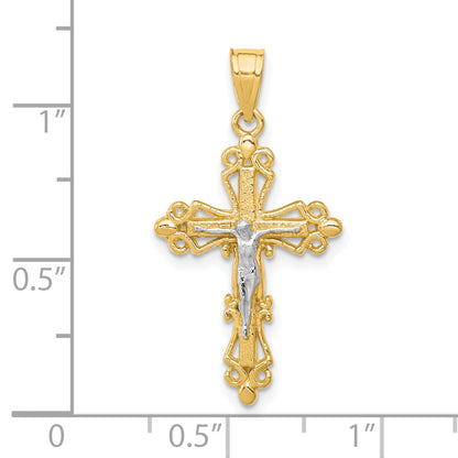 10k Yellow w/Rhodium Crucifix Pendant